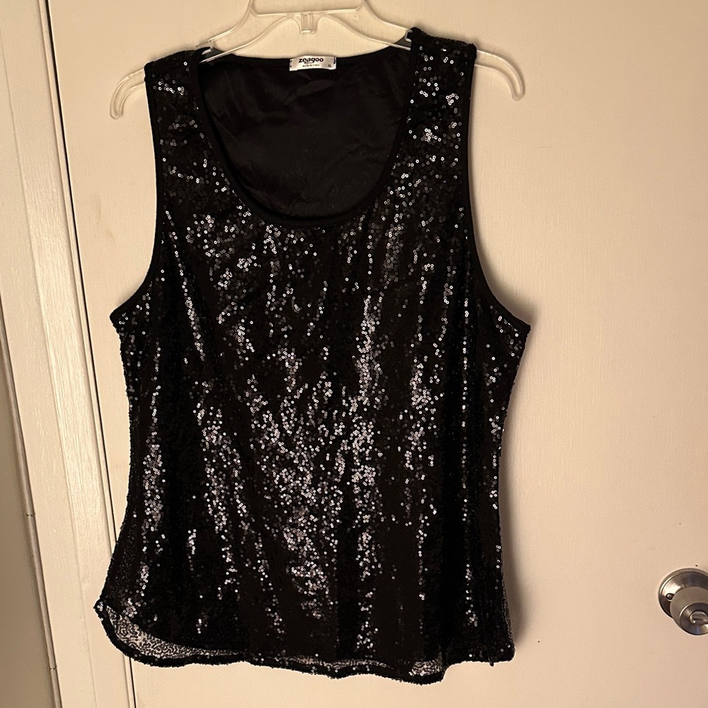 Zeagoo Black Sequin Tank Top